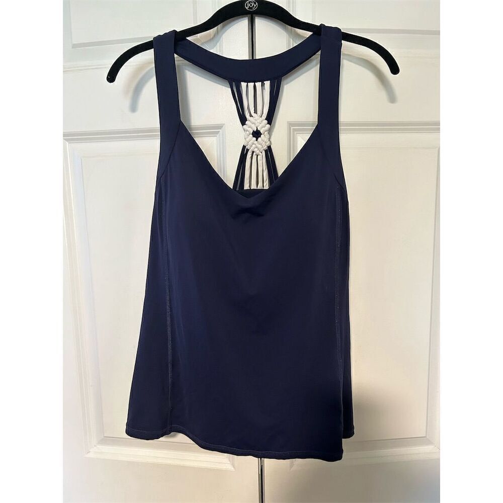 Lilly Pulitzer Luxletic Women's Navy Blue Tank Top Crochet Strap Detail Size L